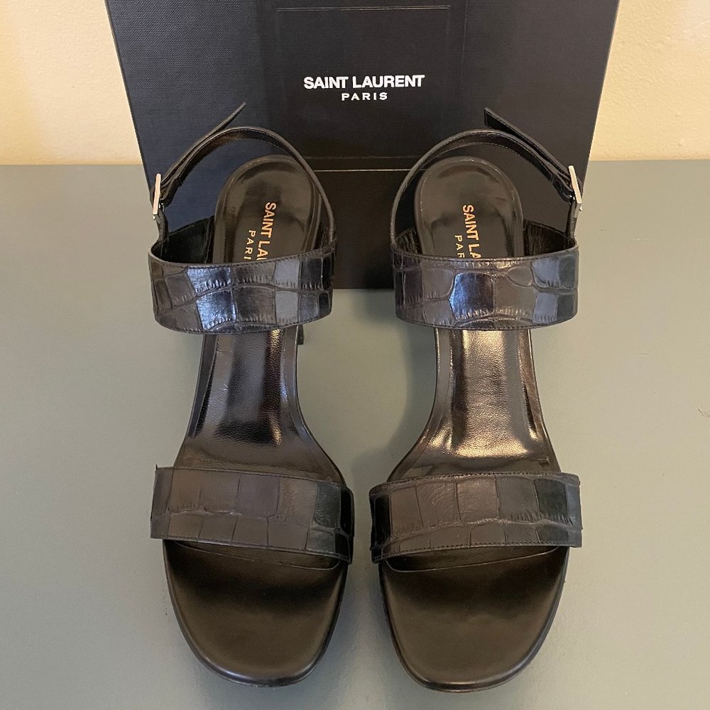 YSL Bianca Croc Tribute Platforms sz 40